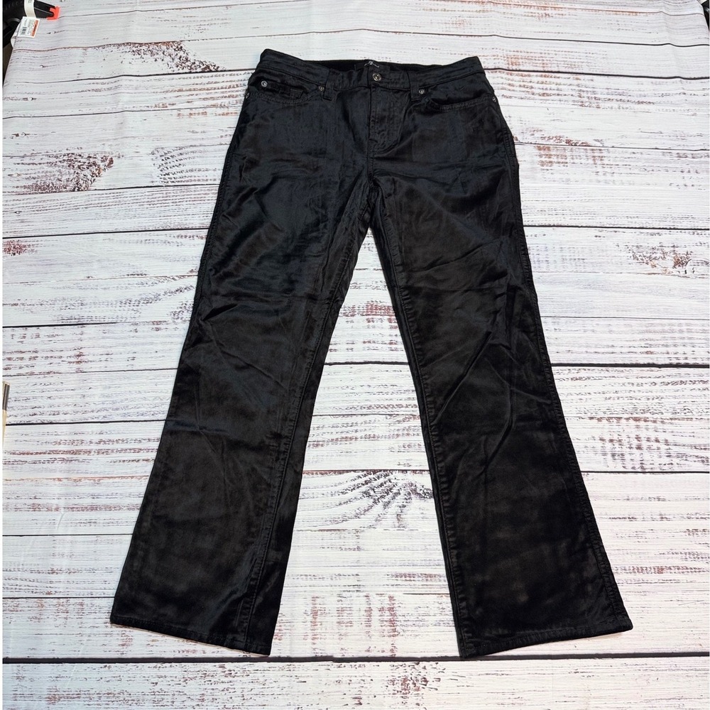 7 For All Mankind Velvet Pants 28 Mid Rise Bootcut Black Cotton Rayon AU8167315A